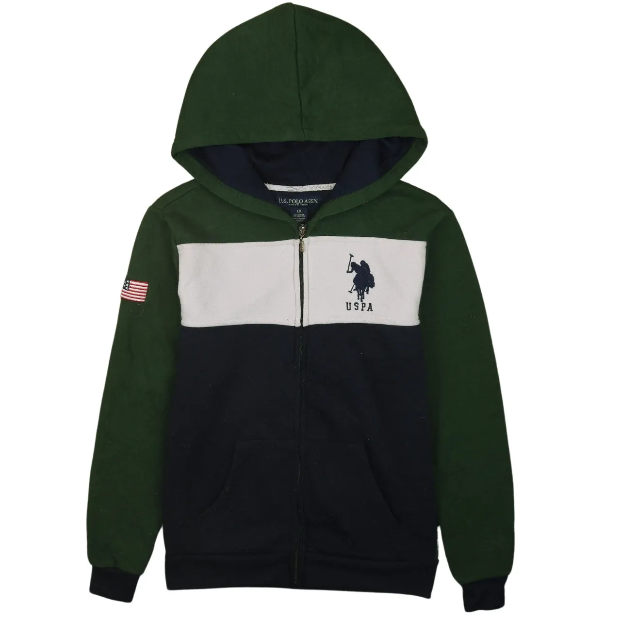 U.S Polo Assn 90's Vintage Green Hoodie Medium Full Zip Drawstring sold by Vintage Club