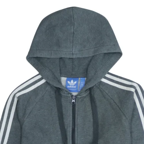 Adidas Dark Grey Full Zip Hoodie Men's Small Three Stripe Sleeves Kangaroo Pockets Sweatshirt sold by Vintage Club product image thumbnail 3