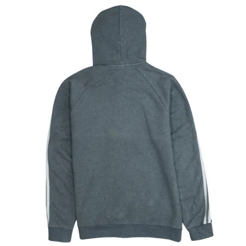 Adidas Dark Grey Full Zip Hoodie Men's Small Three Stripe Sleeves Kangaroo Pockets Sweatshirt sold by Vintage Club product image thumbnail 2