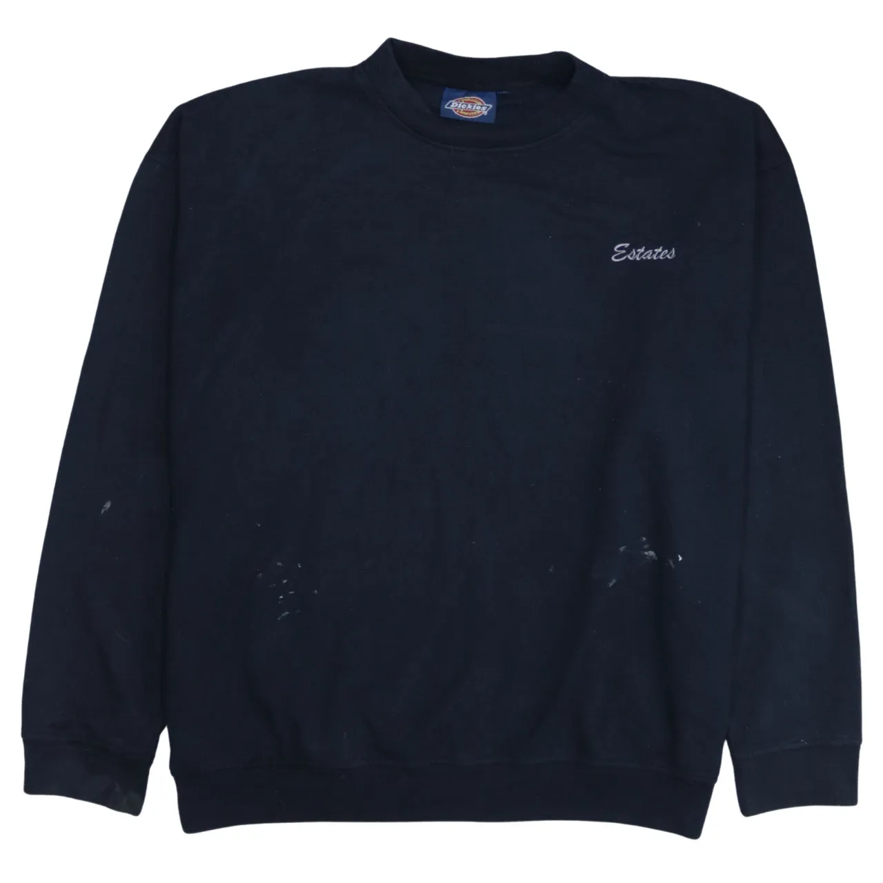 Dickies Navy Blue Sweatshirt Men's XLarge Embroidered Chest Logo Crewneck Pullover Jumper sold by Vintage Club