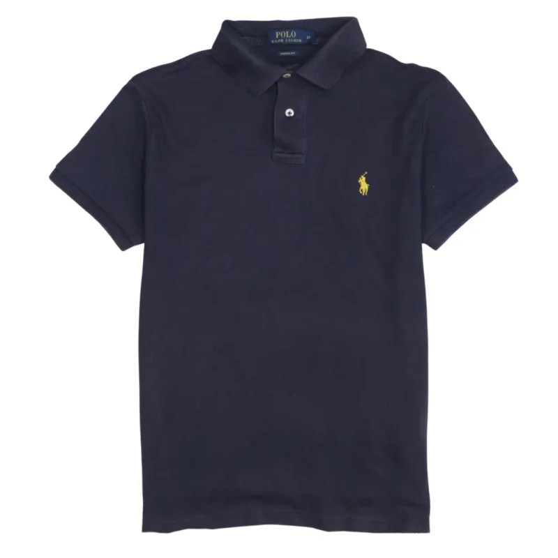 Polo Ralph Lauren 90's Short Sleeves Quarter Button Polo Shirt XSmall Navy Blue sold by Vintage Club