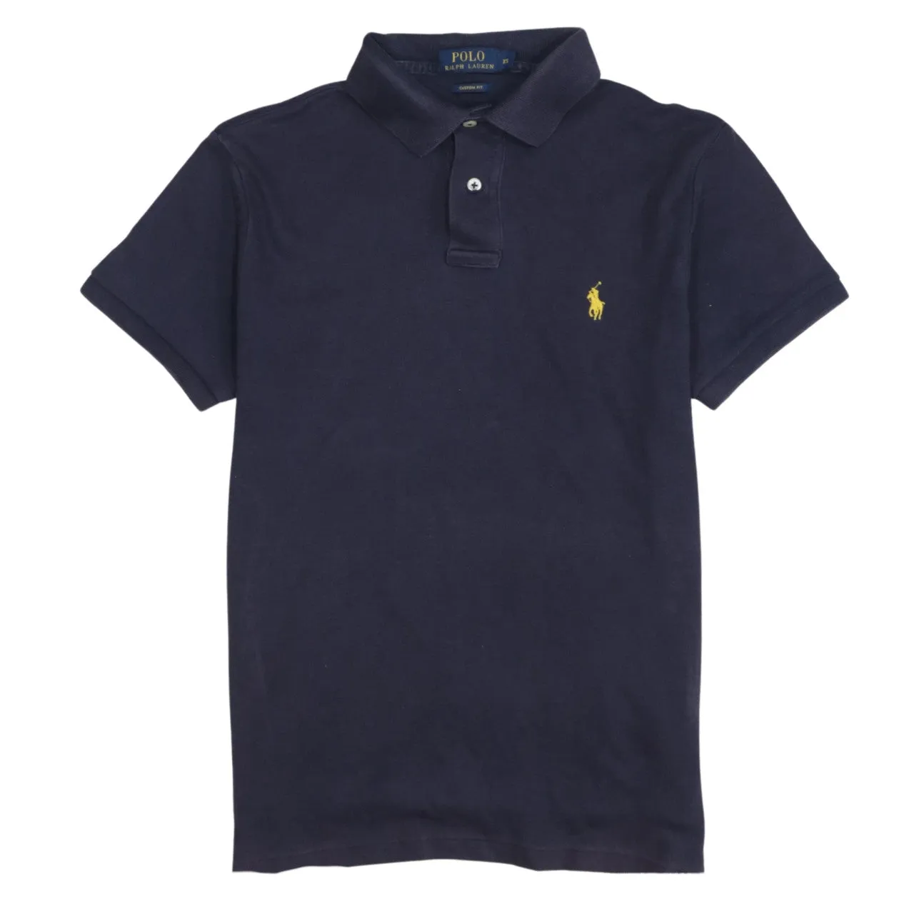 Polo Ralph Lauren 90's Short Sleeves Quarter Button Polo Shirt XSmall Navy Blue sold by Vintage Club