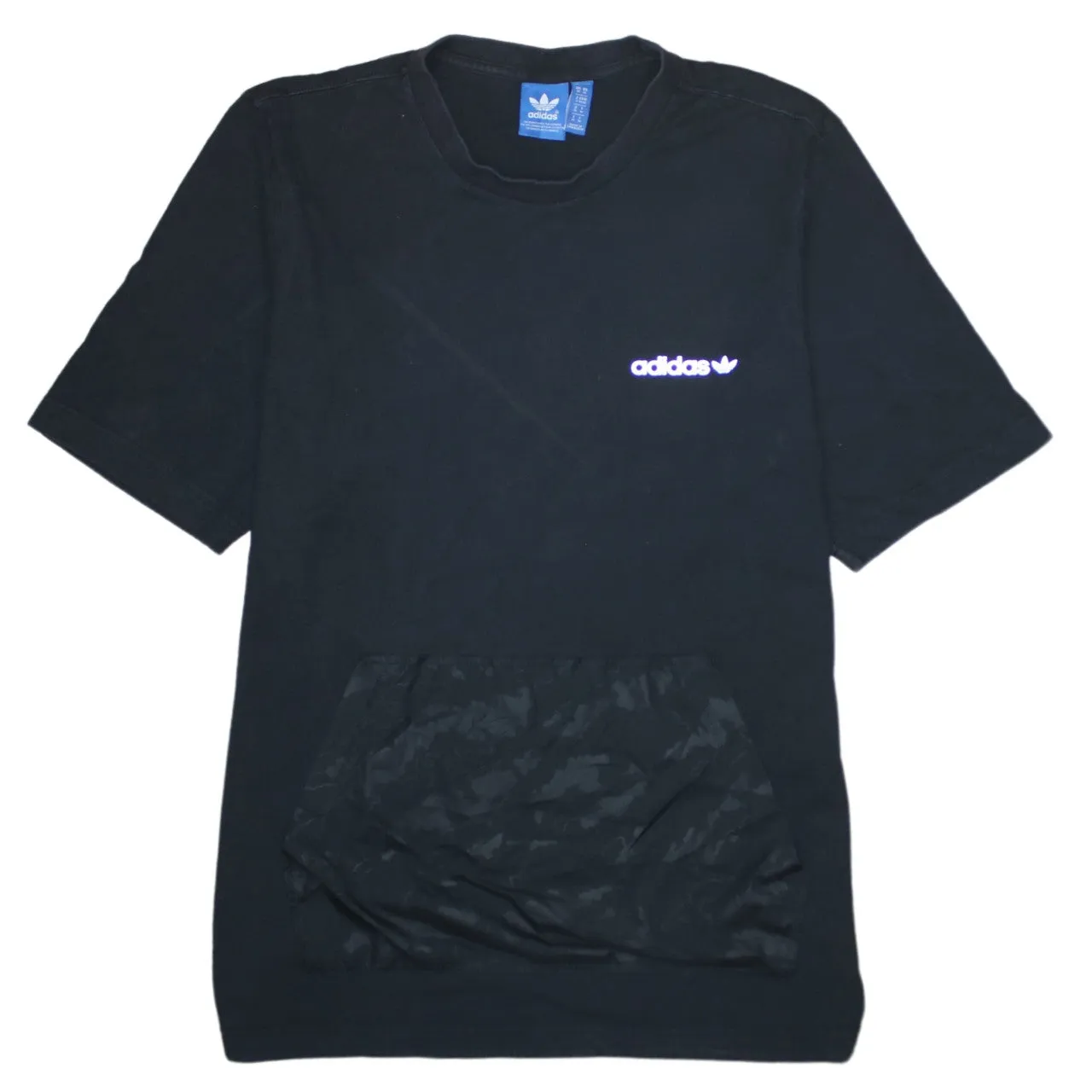 Adidas Black T Shirt Men's Medium Printed Trefoil Logo Front Pouch Pocket Casual Top sold by Vintage Club