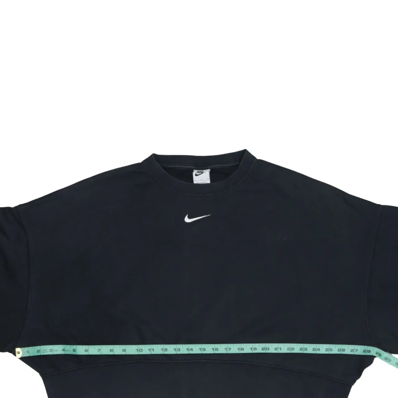 Nike Black Cropped Sweatshirt Women's Medium Embroidered Swoosh Logo Crewneck Pullover sold by Vintage Club product image thumbnail 5