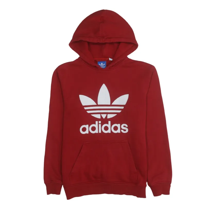 Adidas 90's Spellout Pullover Hoodie Small Red sold by Vintage Club