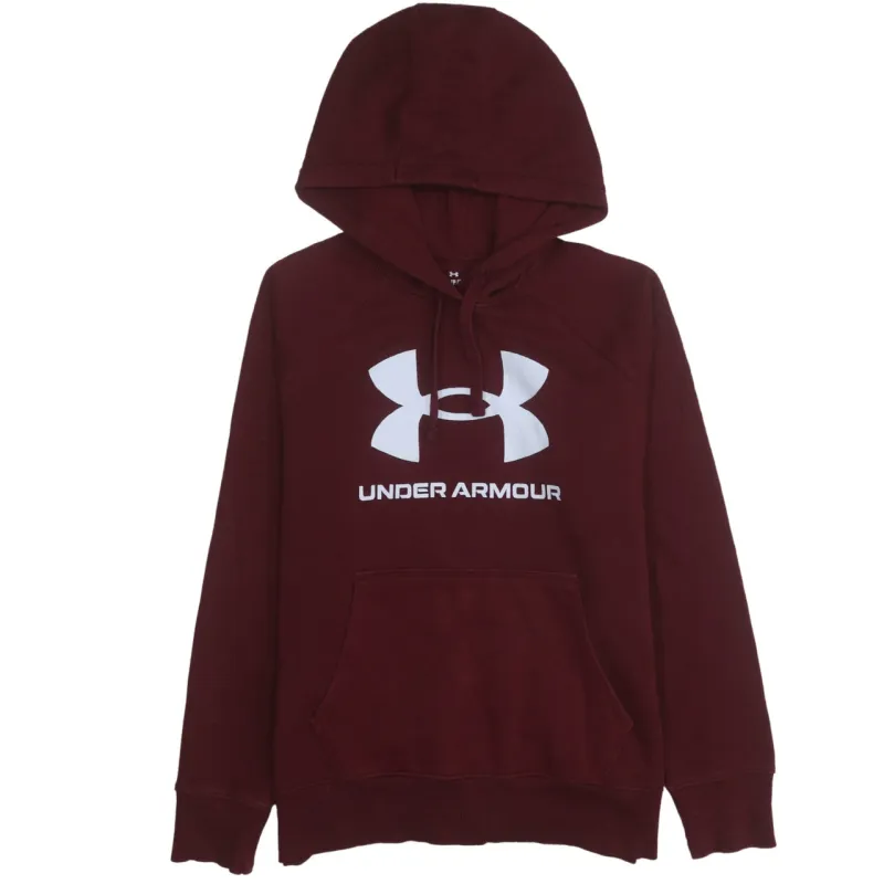 Under Armour Burgundy Red Hoodie Women's Small Printed Logo Front Pocket Pullover Sweatshirt made by Under Armour