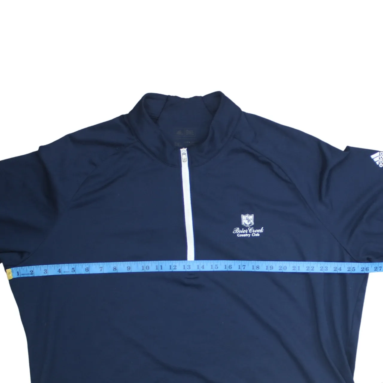 Adidas Navy Blue Quarter Zip Sweatshirt Women's XXLarge Club Logo Three Stripe Sleeve Pullover Top sold by Vintage Club product image thumbnail 5