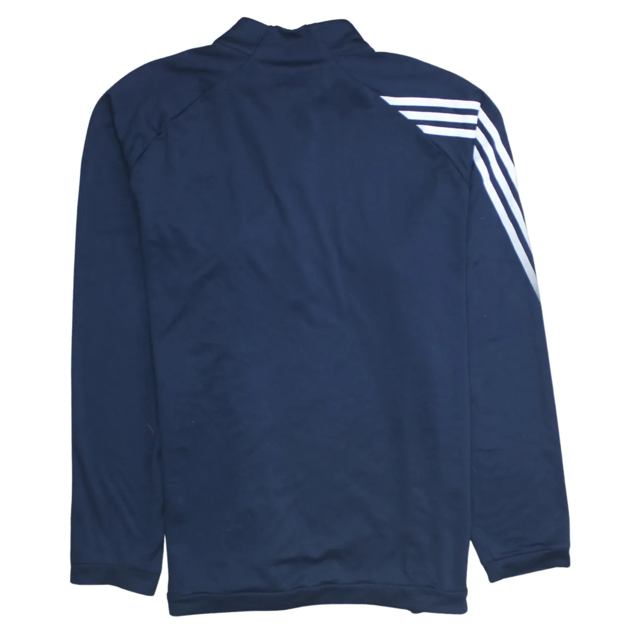 Adidas Navy Blue Quarter Zip Sweatshirt Women's XXLarge Club Logo Three Stripe Sleeve Pullover Top sold by Vintage Club product image thumbnail 2