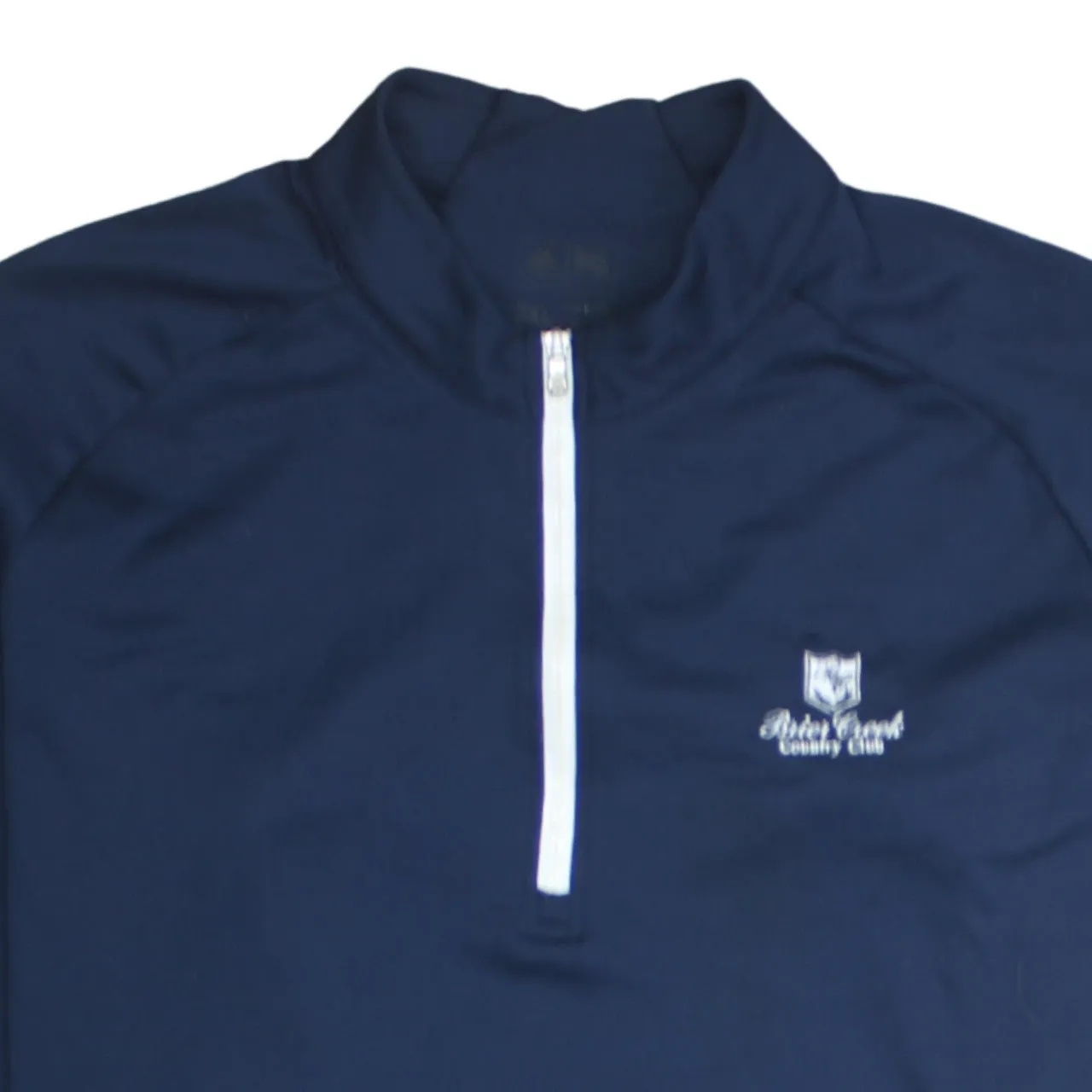 Adidas Navy Blue Quarter Zip Sweatshirt Women's XXLarge Club Logo Three Stripe Sleeve Pullover Top sold by Vintage Club product image thumbnail 3