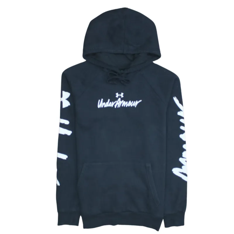 Under Armour Black Hoodie Men's Small Printed Logo Sleeve Graphic Pullover Sweatshirt made by Under Armour