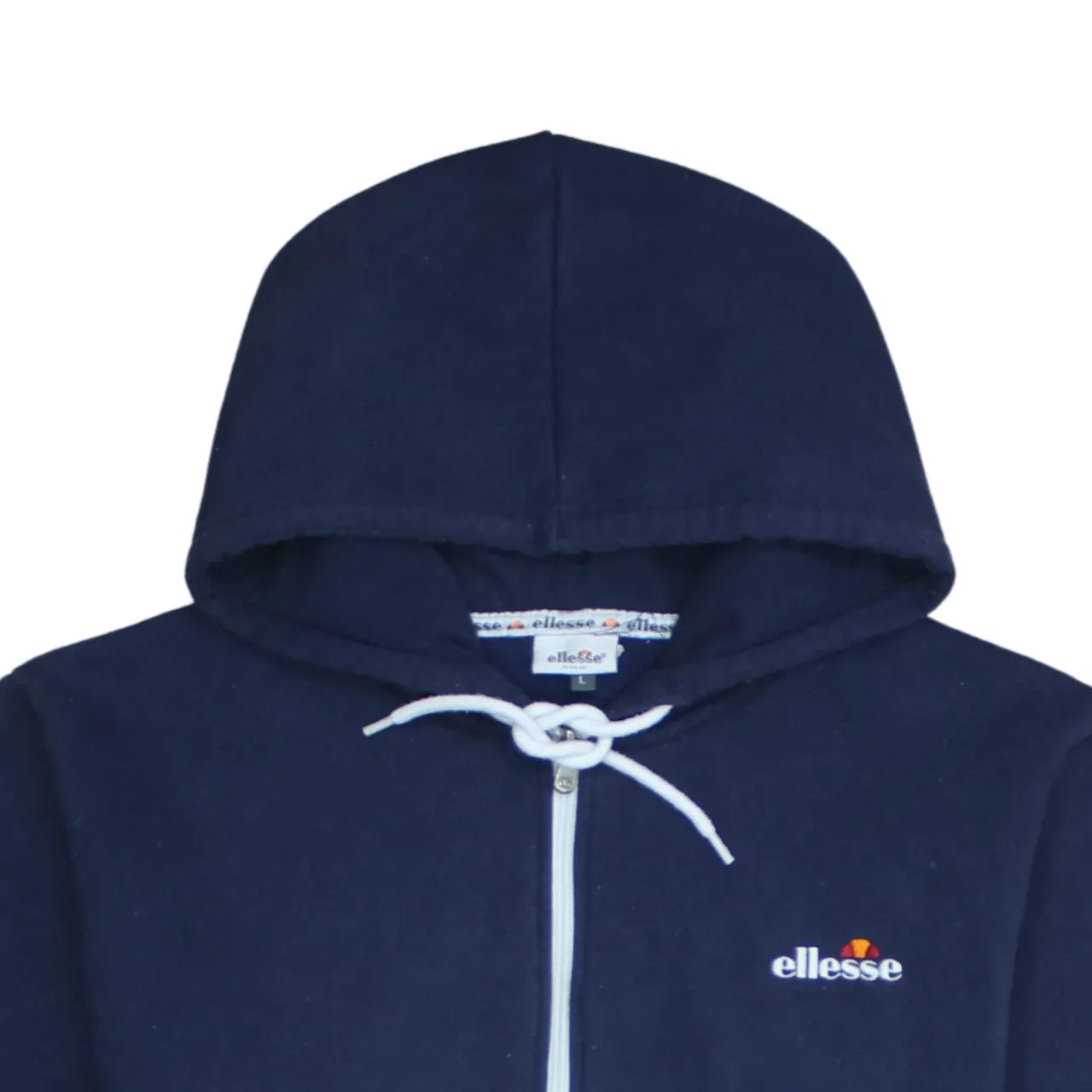 Ellesse 90's Drawstring Pockets Full Zip Up Hoodie Large Navy Blue sold by Vintage Club product image thumbnail 3