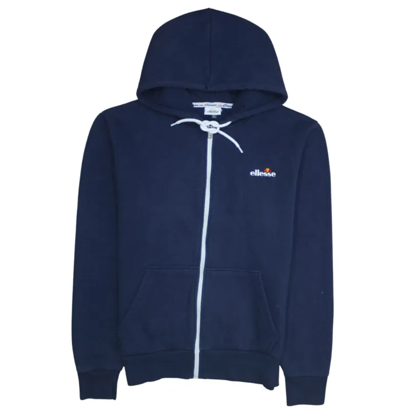 Ellesse 90's Drawstring Pockets Full Zip Up Hoodie Large Navy Blue sold by Vintage Club