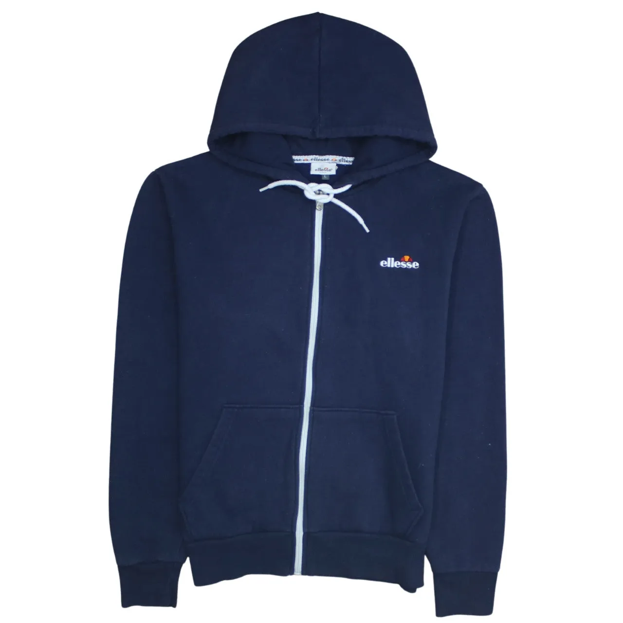 Ellesse 90's Drawstring Pockets Full Zip Up Hoodie Large Navy Blue sold by Vintage Club