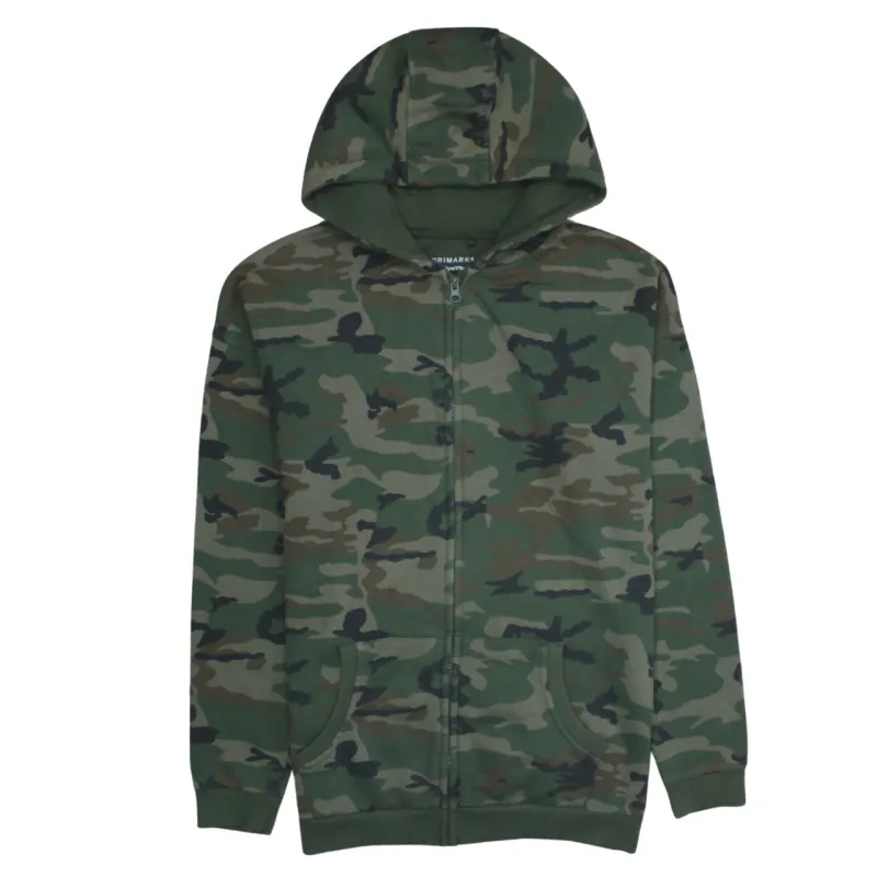 Primark 90's Plain Full Zip Up Hoodie Large  Green made by Vintage Club