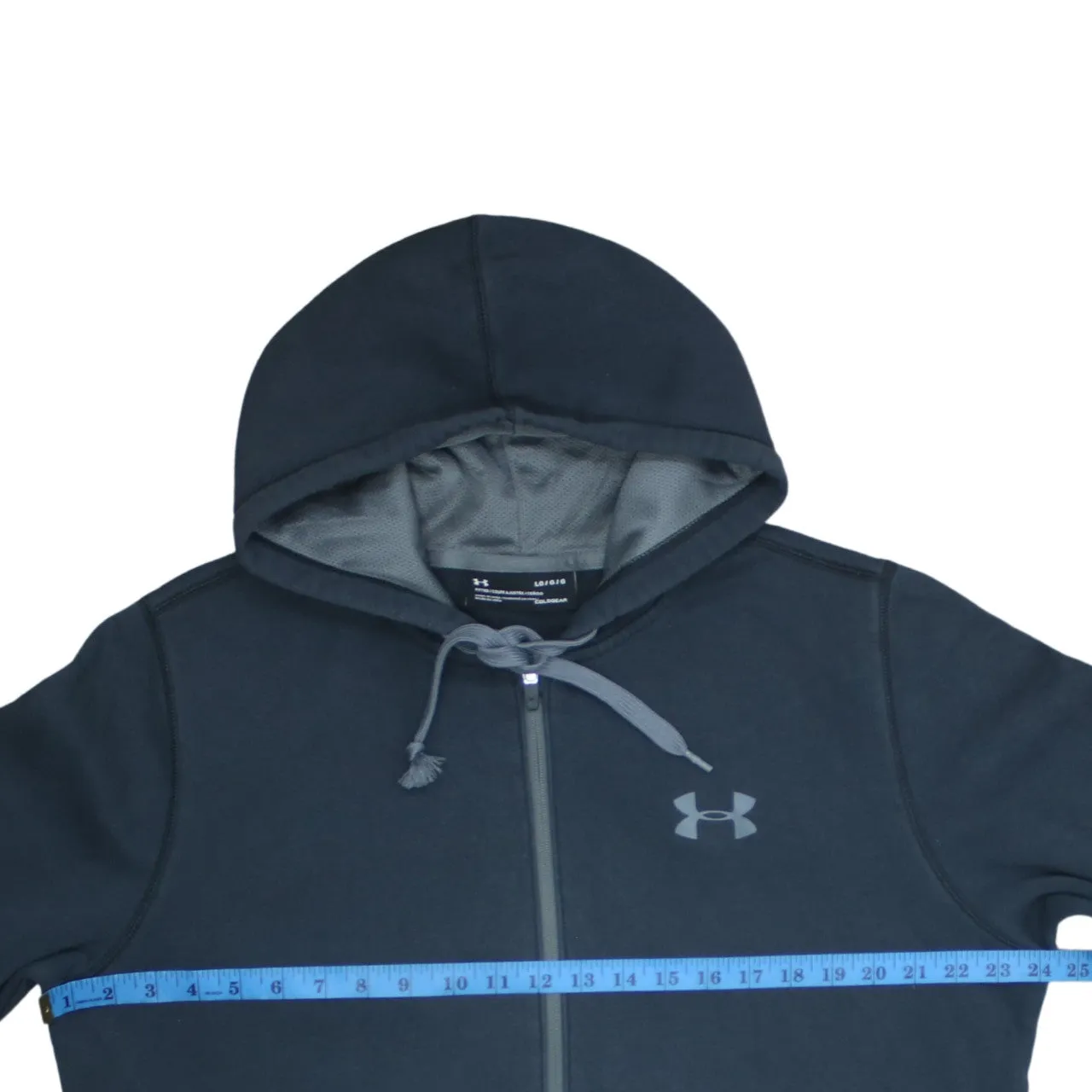 Under Armour 90's Drawstring Pockets Full Zip Up Hoodie Large Black sold by Vintage Club product image thumbnail 5