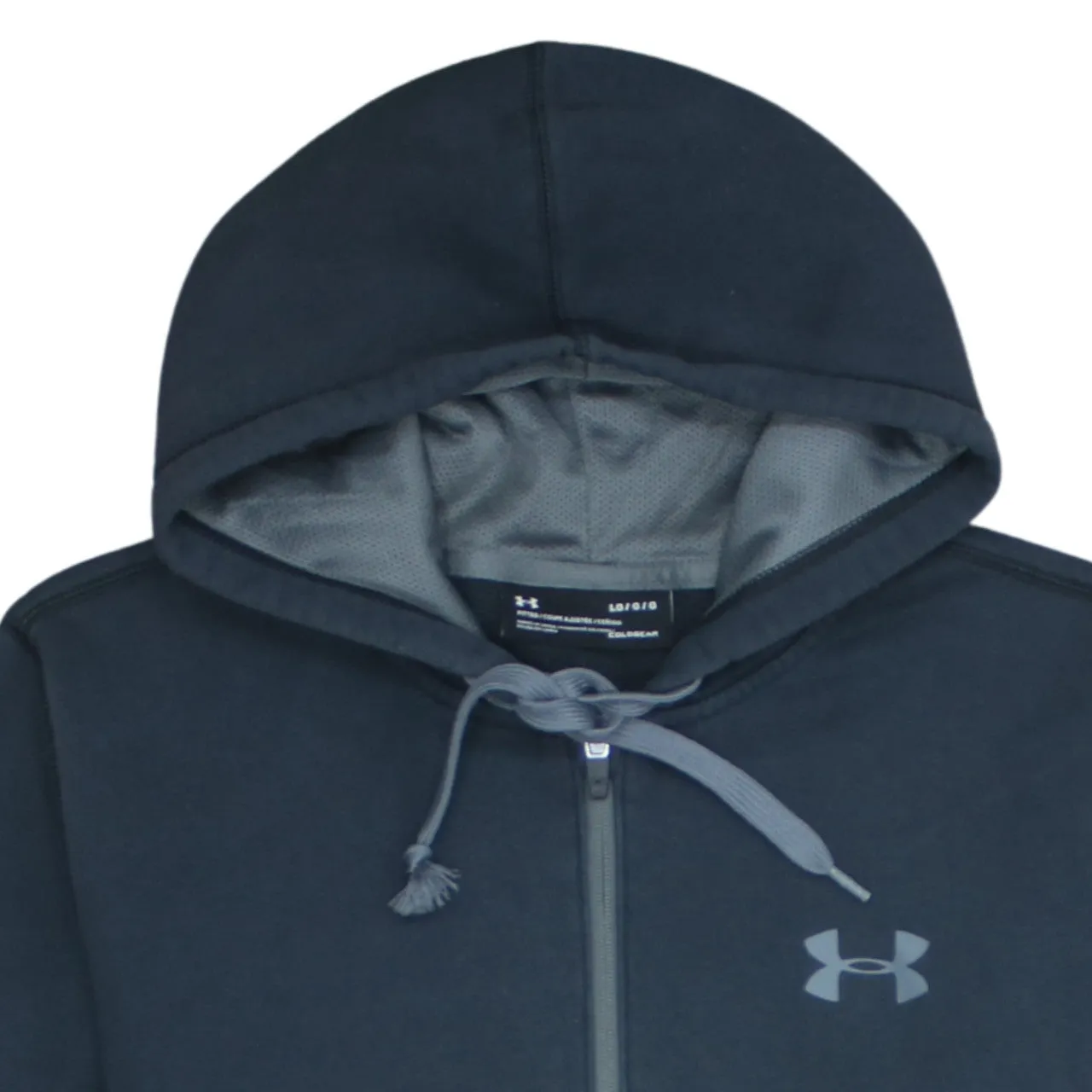 Under Armour 90's Drawstring Pockets Full Zip Up Hoodie Large Black sold by Vintage Club product image thumbnail 3
