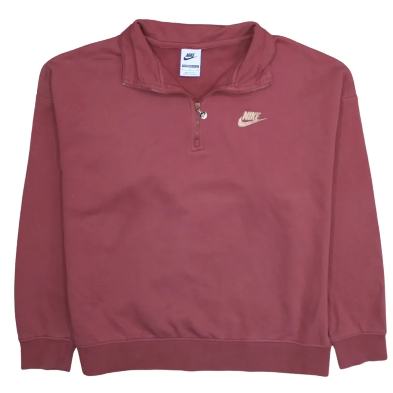Nike Burgundy Red Quarter Zip Sweatshirt Men's Small Embroidered Chest Logo Oversized Fit Pullover made by Nike