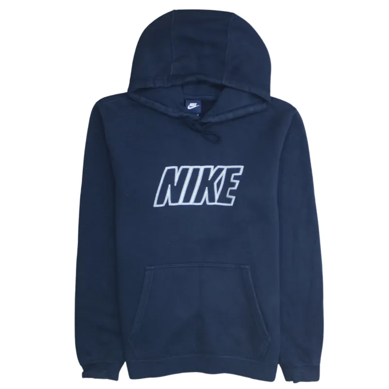 Nike 90's Spellout Pullover Hoodie Medium Navy Blue sold by Vintage Club