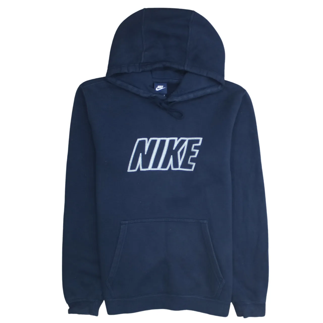 Nike 90's Spellout Pullover Hoodie Medium Navy Blue sold by Vintage Club