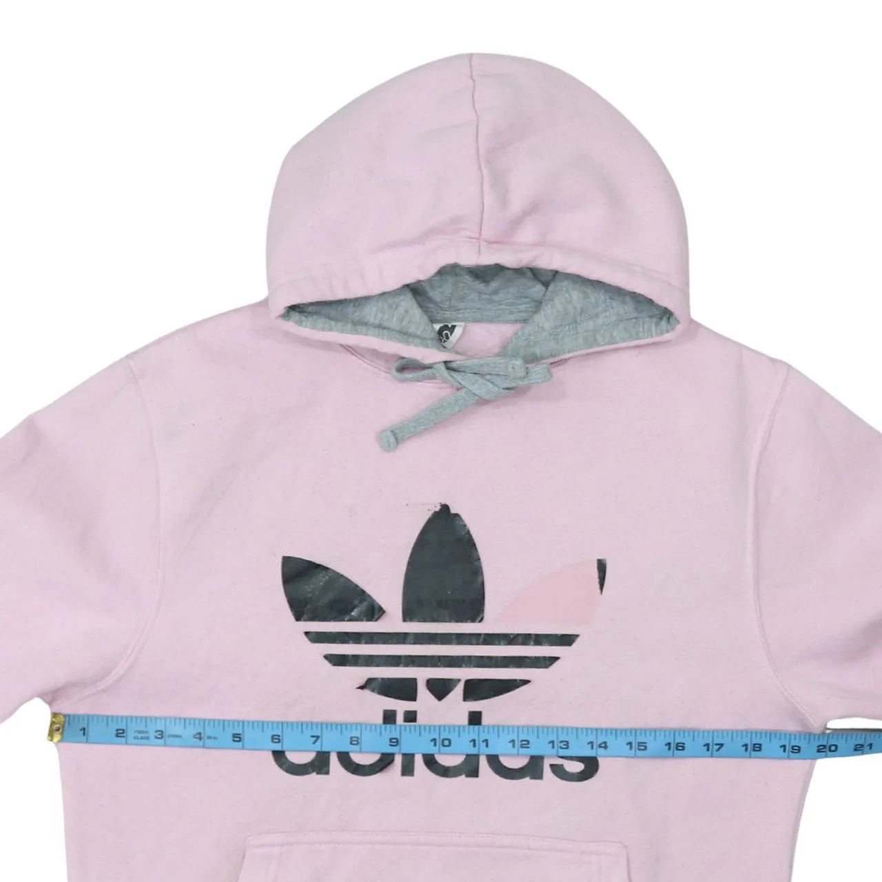Adidas Light Pink Hoodie Women’s XSmall Printed Trefoil Logo Fleece Pullover Sweatshirt sold by Vintage Club product image thumbnail 5