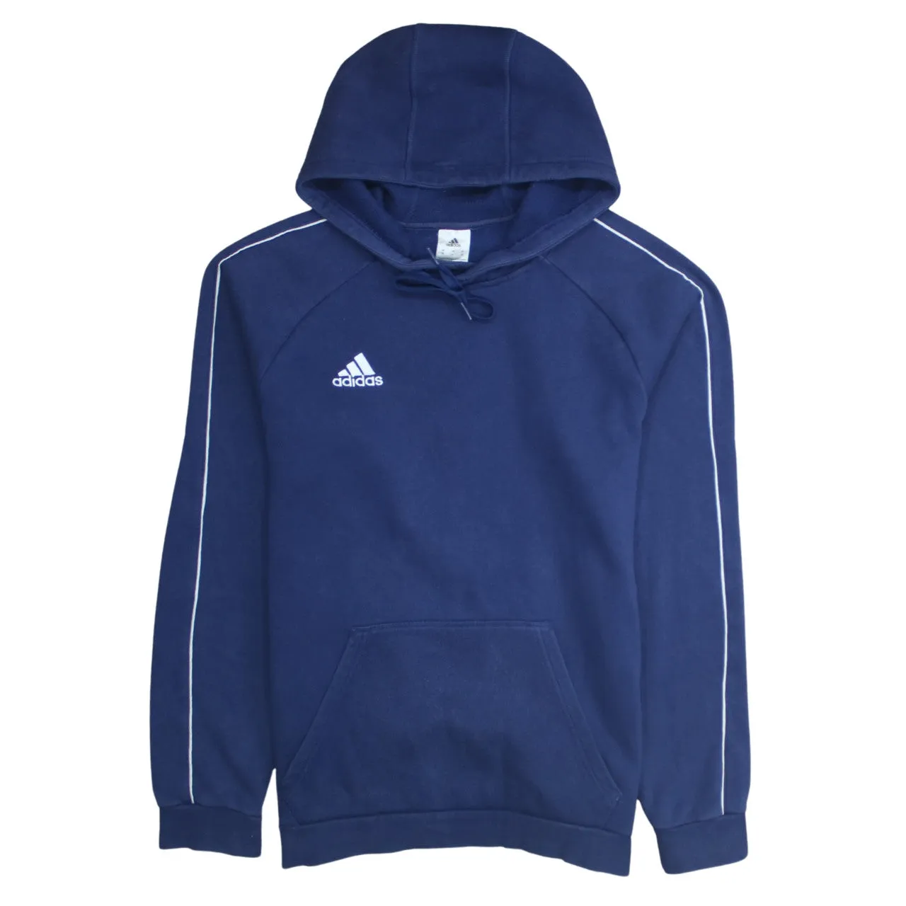 Adidas 90's Drawstring Pockets Pullover Hoodie Medium Navy Blue sold by Vintage Club