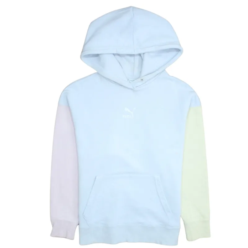 Puma Pastel Blue Hoodie Men’s XSmall Embroidered Logo Colourblock Sleeves Pullover Sweatshirt made by Puma