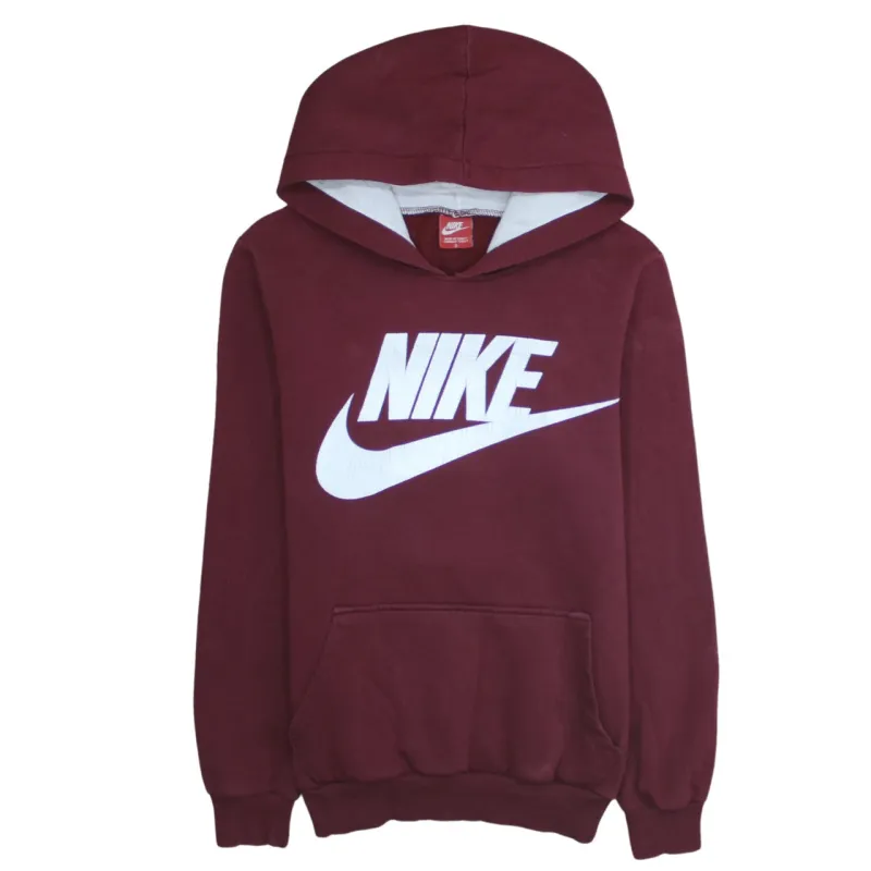 Nike Burgundy Red Hoodie Men's Small Big Printed Logo Front Pouch Pullover Sweatshirt made by Nike