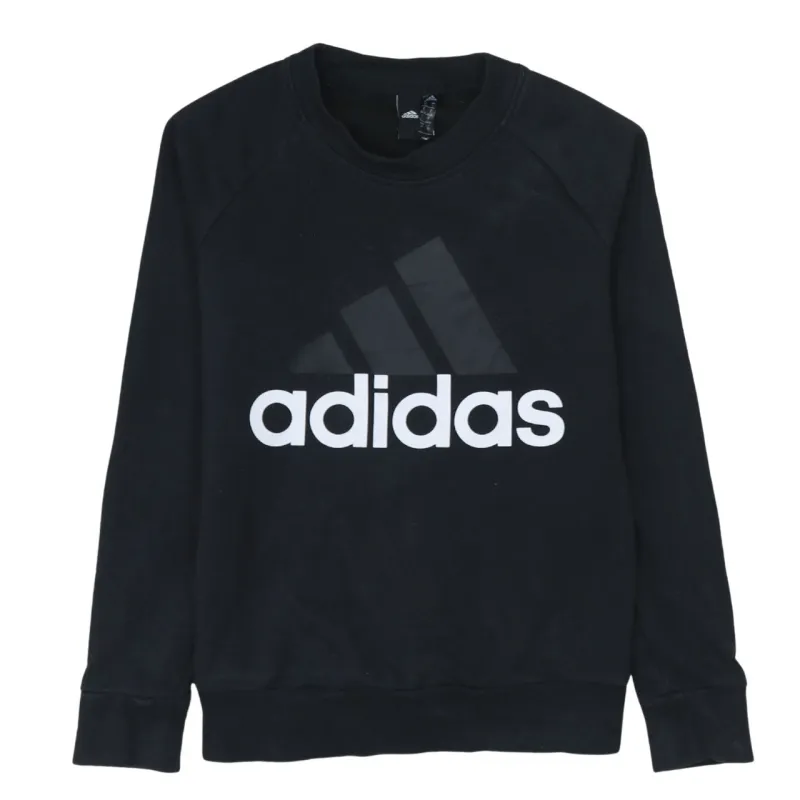 Adidas Black Sweatshirt Women's Small Printed Big Logo Crewneck Pullover Top sold by Vintage Club