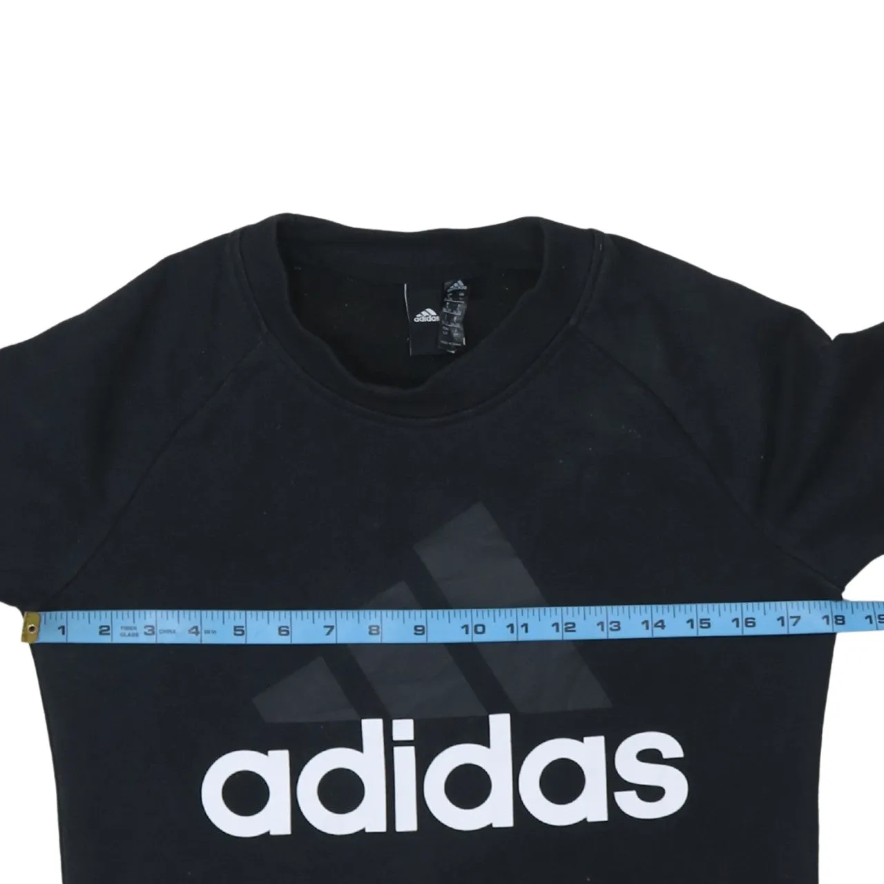 Adidas Black Sweatshirt Women's Small Printed Big Logo Crewneck Pullover Top sold by Vintage Club product image thumbnail 5