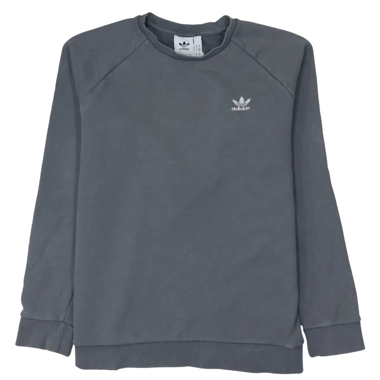 Adidas Charcoal Grey Sweatshirt Men's Medium Trefoil Embroidered Logo Crewneck Pullover Fleece Top sold by Vintage Club