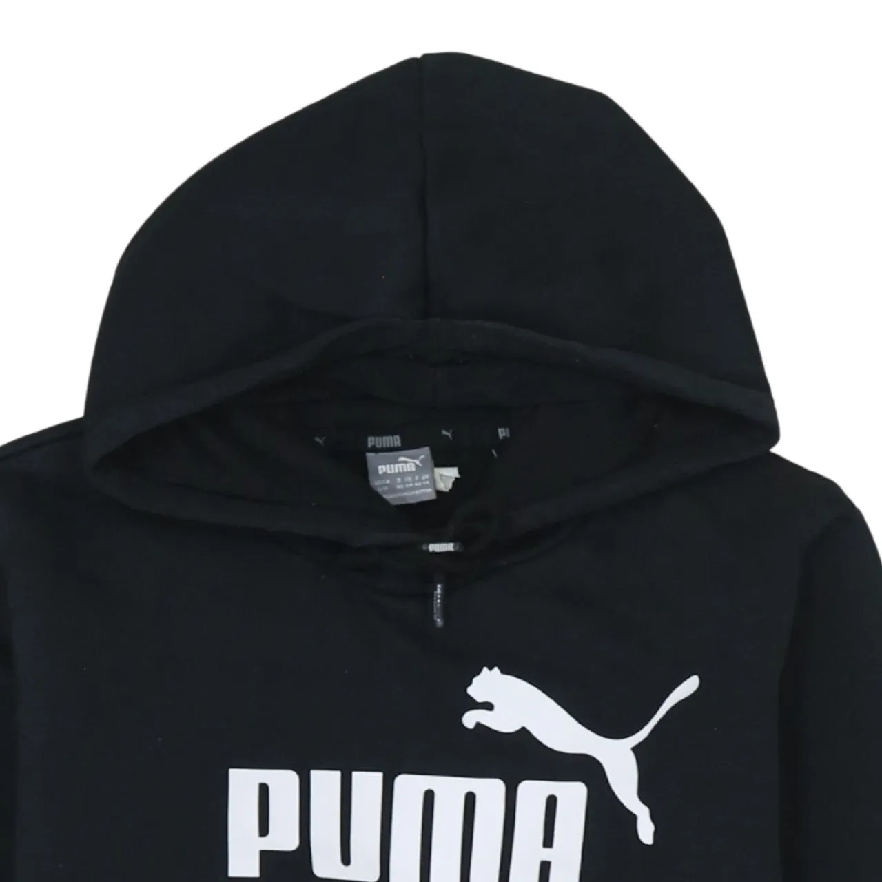 Puma Black Hoodie Women’s Large Printed Logo Front Pouch Fleece Pullover Sweatshirt sold by Vintage Club product image thumbnail 3
