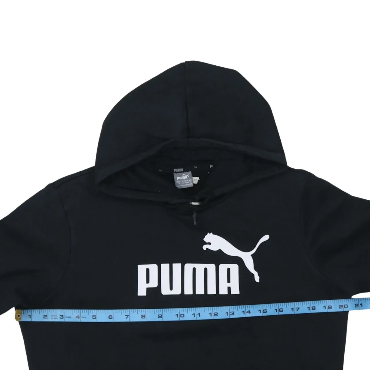 Puma Black Hoodie Women’s Large Printed Logo Front Pouch Fleece Pullover Sweatshirt sold by Vintage Club product image thumbnail 5