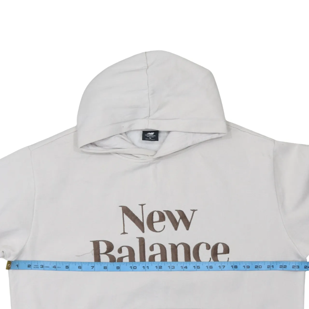 New Balance Cream Hoodie Men's Medium Printed Logo Front Pocket Pullover Sweatshirt sold by Vintage Club product image thumbnail 5