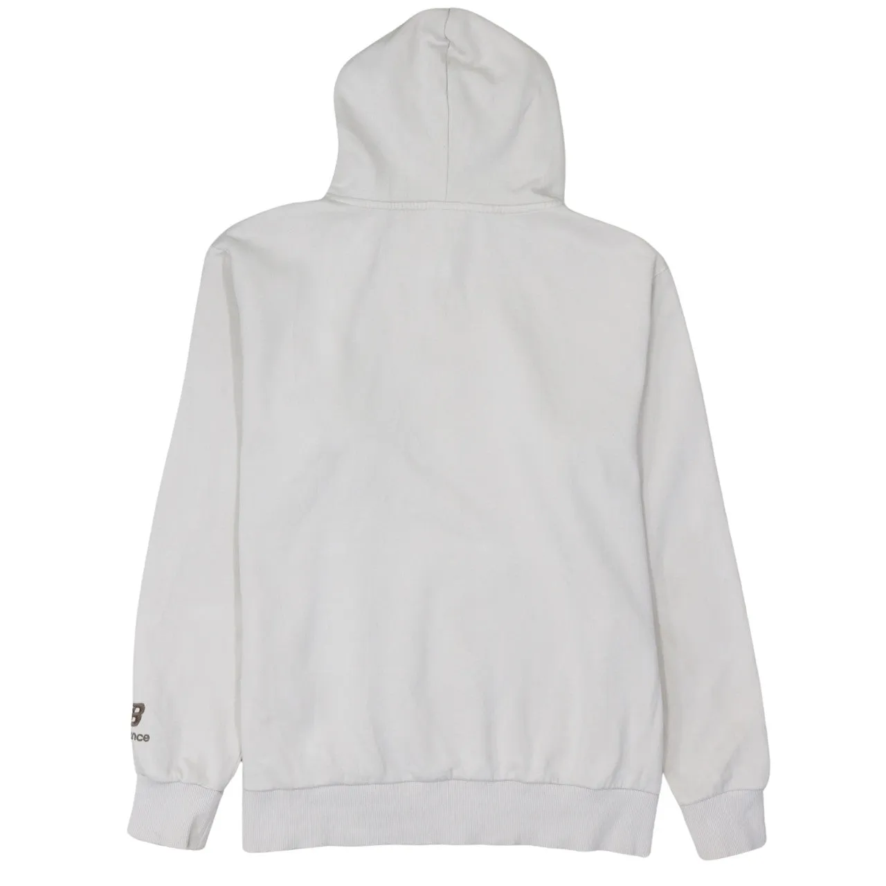 New Balance Cream Hoodie Men's Medium Printed Logo Front Pocket Pullover Sweatshirt sold by Vintage Club product image thumbnail 2
