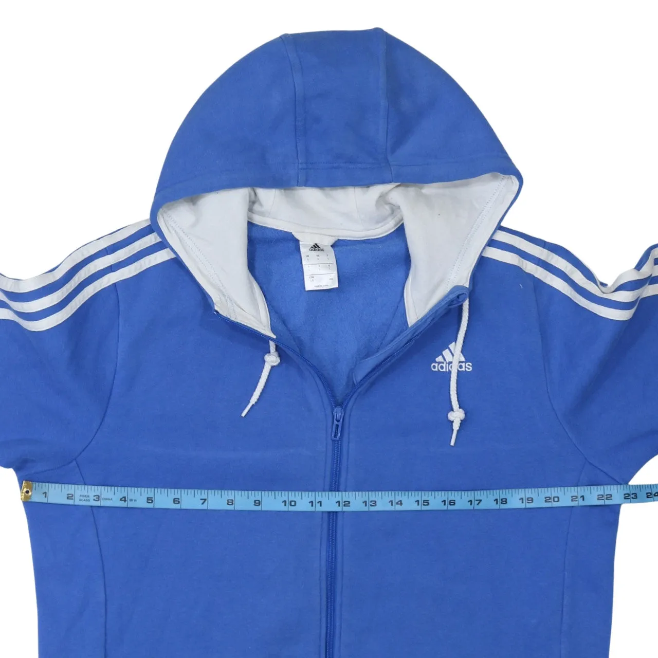 Adidas 90's Striped Sleeve Full Zip Up Hoodie Large Blue sold by Vintage Club product image thumbnail 5