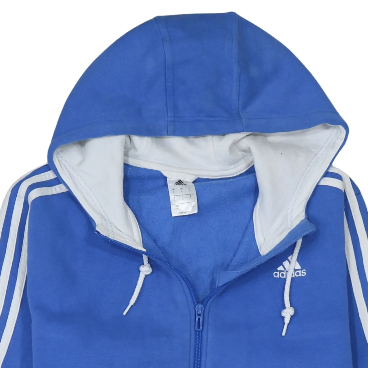 Adidas 90's Striped Sleeve Full Zip Up Hoodie Large Blue sold by Vintage Club product image thumbnail 3