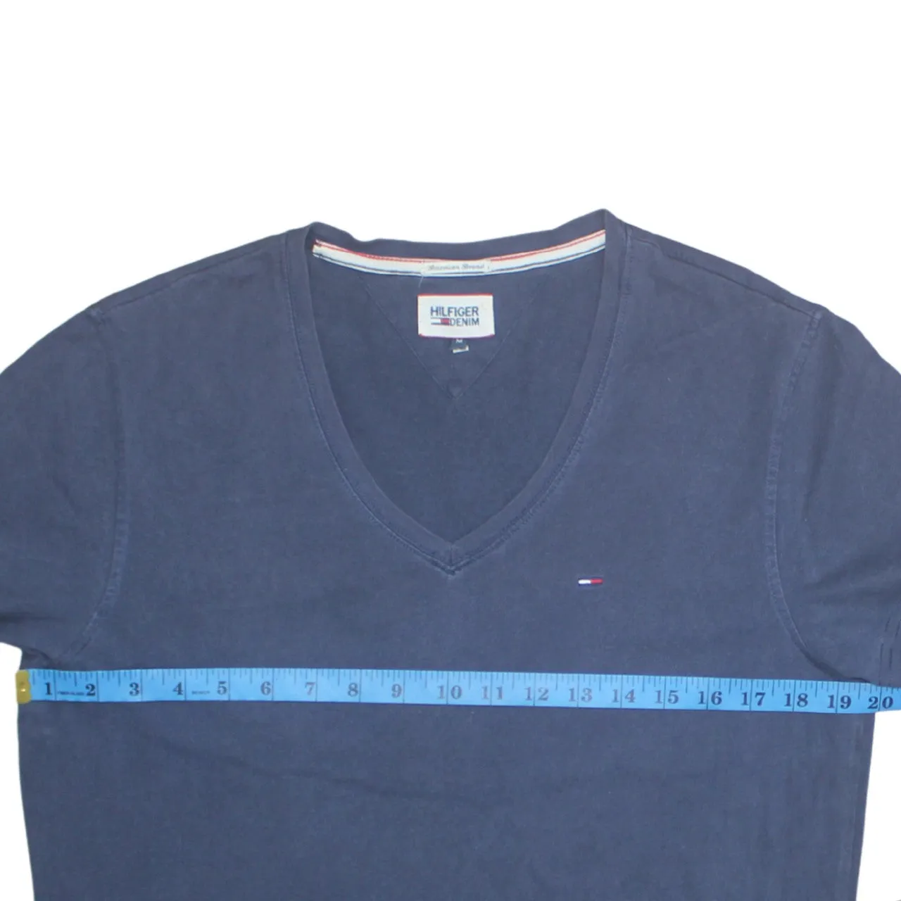 Tommy Hilfiger 90's Short Sleeves V Neck T Shirt Medium Navy Blue sold by Vintage Club product image thumbnail 5