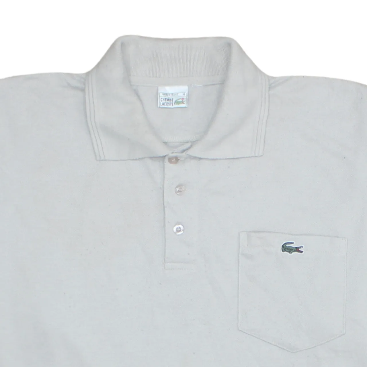 Lacoste Beige Cream Polo Shirt Men's Medium Chest Pocket Embroidered Croc Logo Top sold by Vintage Club product image thumbnail 3