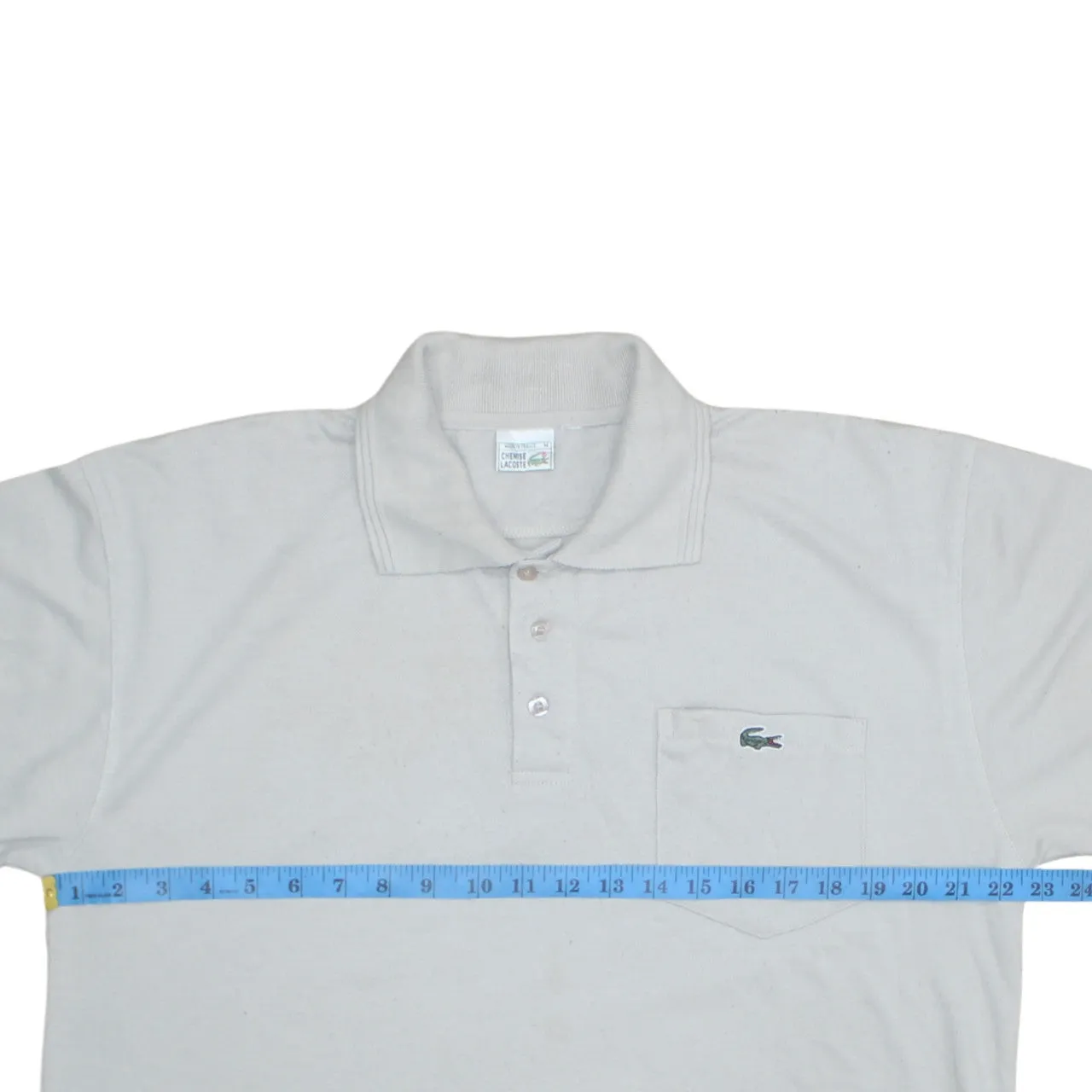 Lacoste Beige Cream Polo Shirt Men's Medium Chest Pocket Embroidered Croc Logo Top sold by Vintage Club product image thumbnail 5