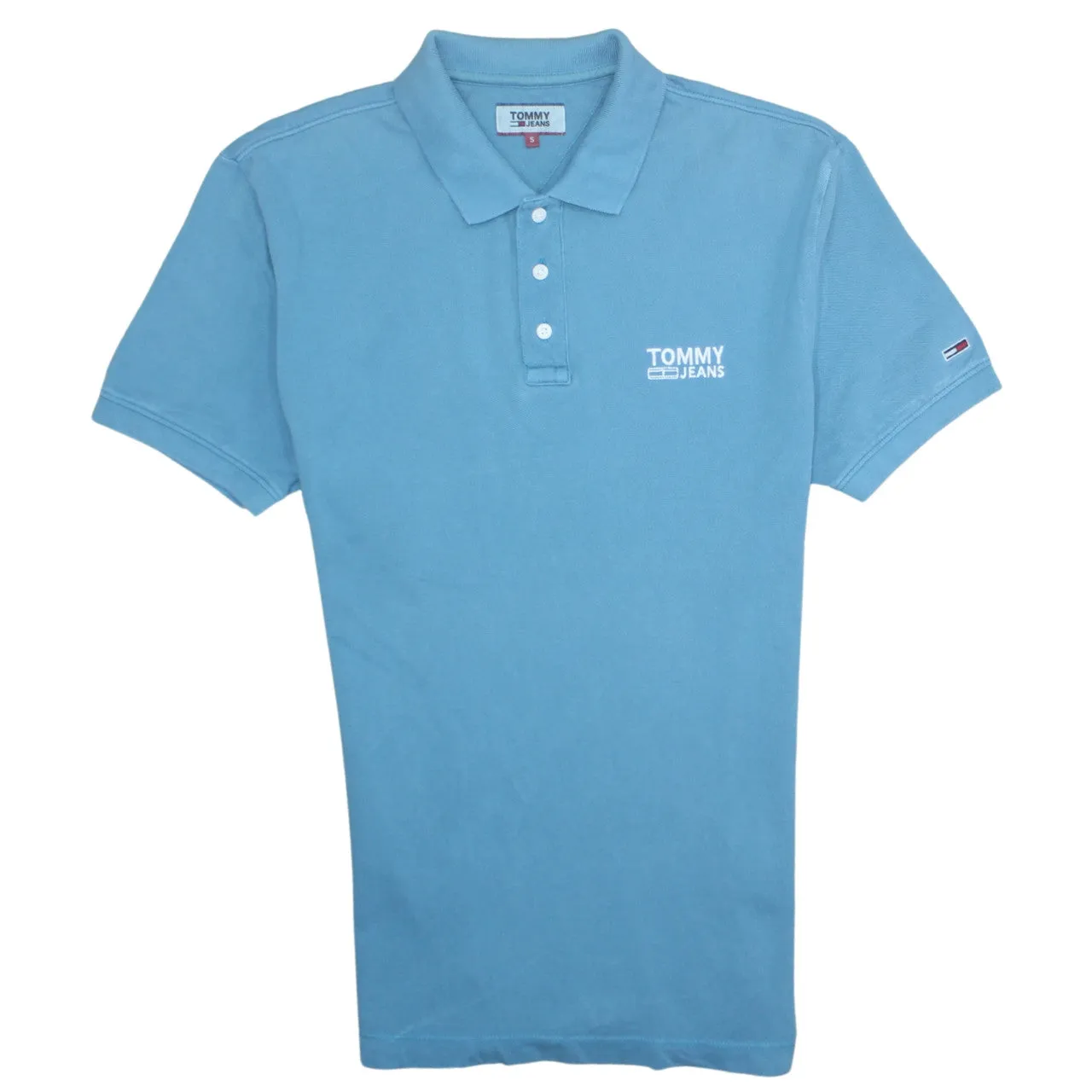 Tommy Hilfiger Blue Polo Shirt Men's Small Embroidered Chest Logo Short Sleeve Top sold by Vintage Club