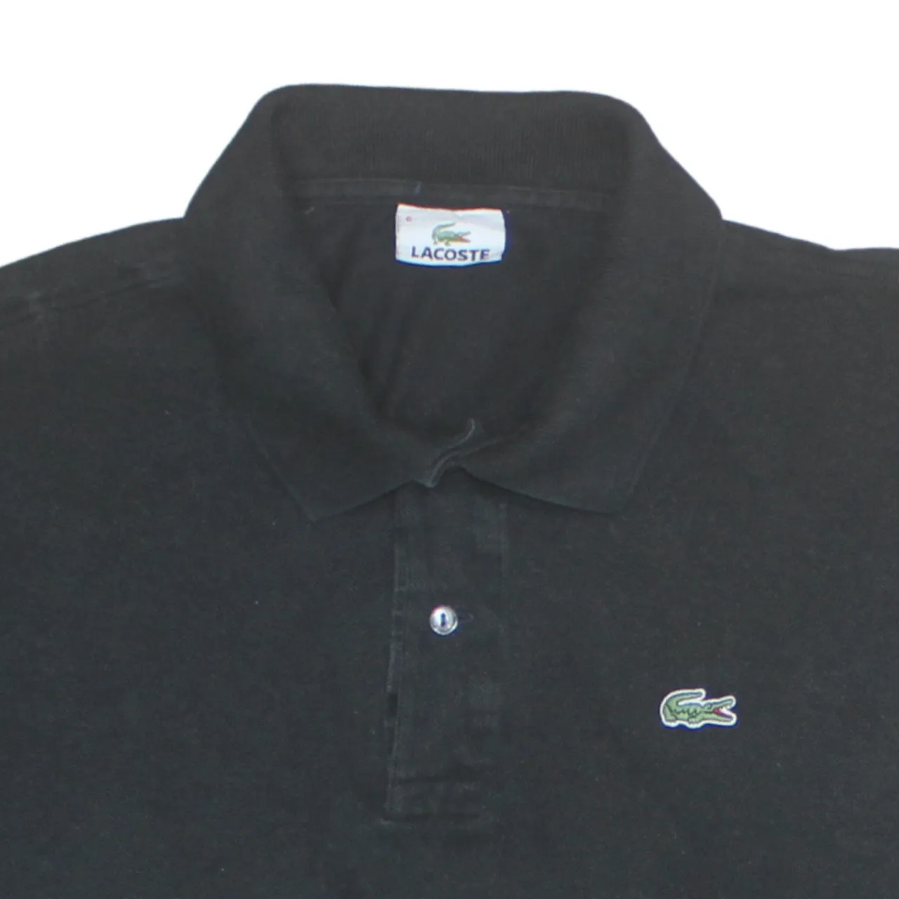 Lacoste 90's Short Sleeves Quarter Button Polo Shirt Large Black sold by Vintage Club product image thumbnail 3