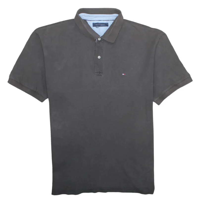 Tommy Hilfiger Faded Black Polo Shirt Men's XLarge Embroidered Flag Logo Casual Top made by Tommy Hilfiger