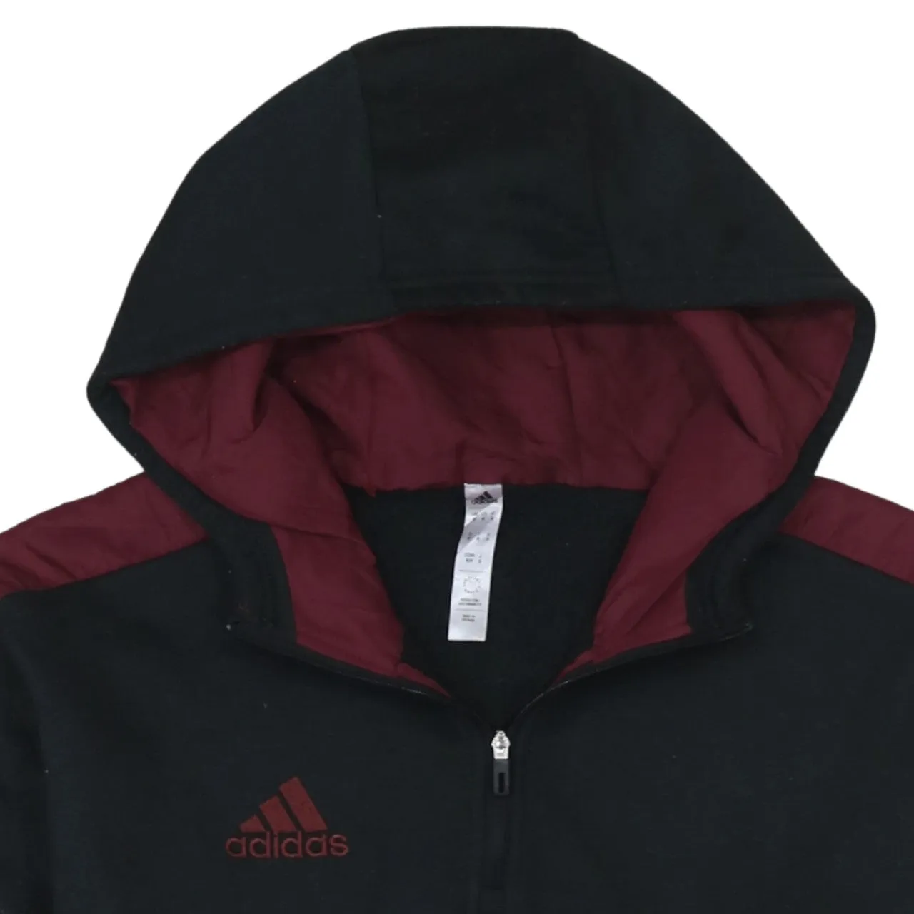 Adidas 90's Striped Sleeve Quarter Zip Hoodie Medium Black sold by Vintage Club product image thumbnail 3