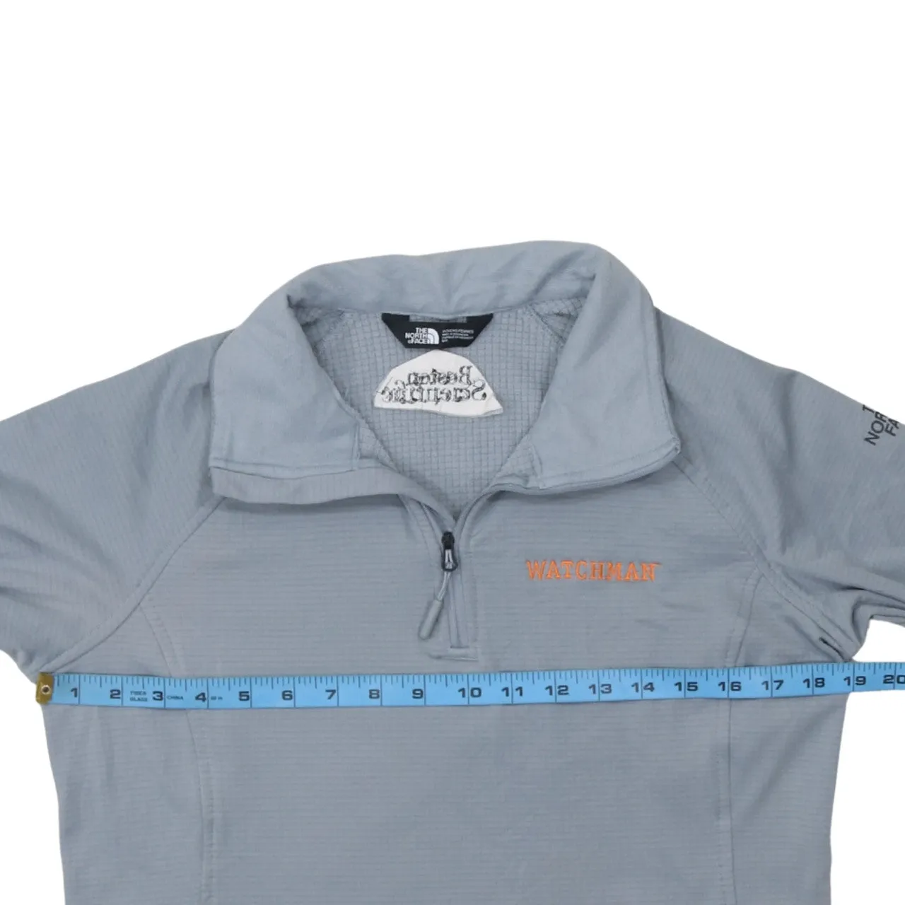 The North Face Light Grey Quarter Zip Sweatshirt Women's Medium Embroidered Logos Thumbholes Pullover Top sold by Vintage Club product image thumbnail 5
