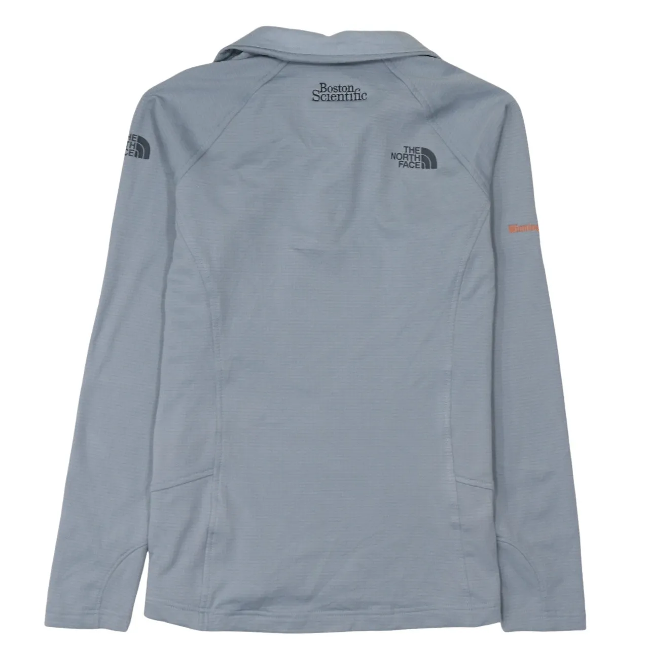 The North Face Light Grey Quarter Zip Sweatshirt Women's Medium Embroidered Logos Thumbholes Pullover Top sold by Vintage Club product image thumbnail 2