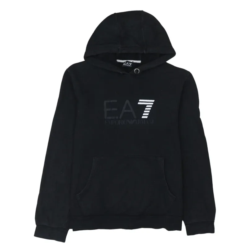 Emporio Armani 90's Spellout Pullover Hoodie XXXLarge (3XL) Black made by Emporio Armani