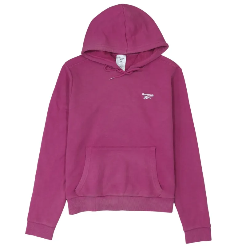 Reebok Magenta Pink Hoodie Women’s Medium Embroidered Chest Logo Front Pocket Pullover Sweatshirt made by Reebok