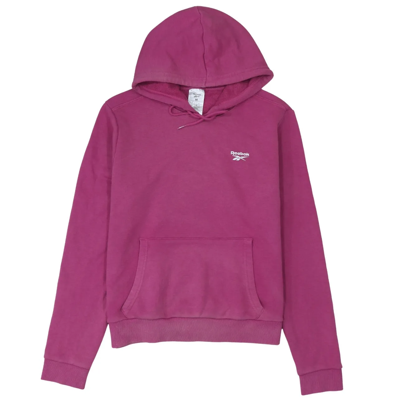 Reebok Magenta Pink Hoodie Women’s Medium Embroidered Chest Logo Front Pocket Pullover Sweatshirt sold by Vintage Club