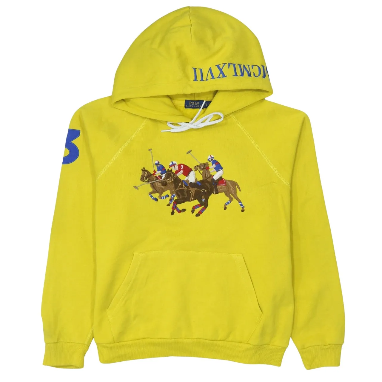 Polo Ralph Lauren 90's Drawstring Pockets Pullover Hoodie Large Yellow sold by Vintage Club