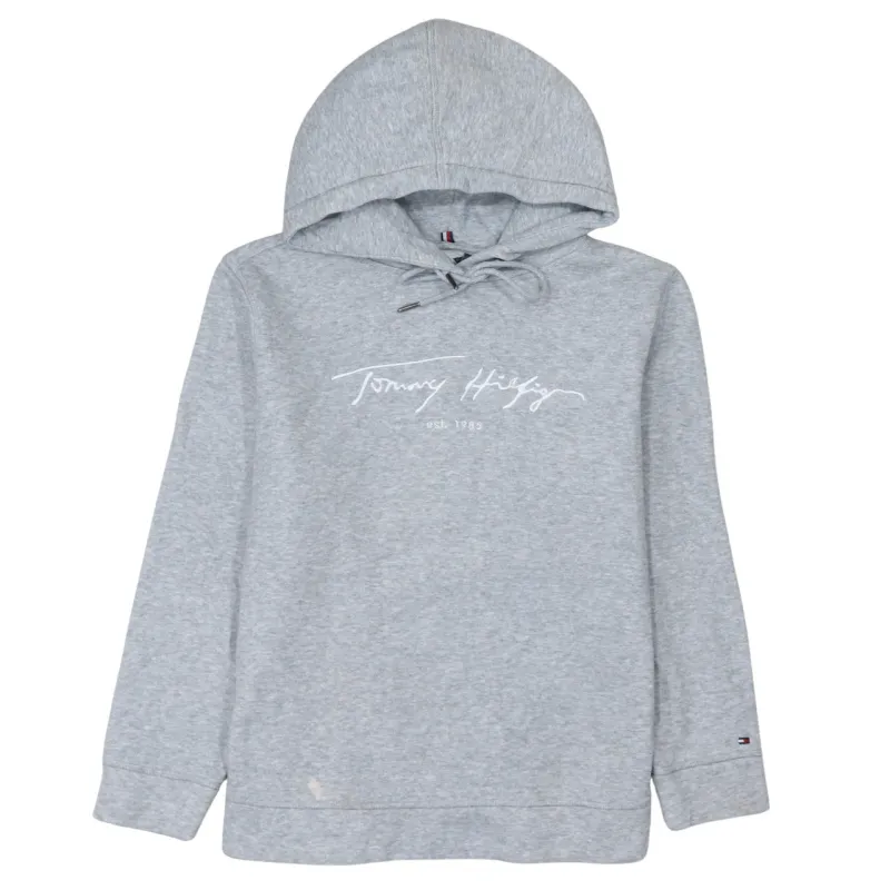 Tommy Hilfiger 90's Spellout Pullover Hoodie Medium Grey sold by Vintage Club